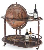 Artemide Bar-Wagen Globus mit Servierbrett Barglobus groß 3 Rollen Edelholz Zoffoli Globe World Earth for Drinks