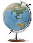 Rth DP4029 Globus Grossglobus 40cm Wallnussfarben, Verchromt Leuchtglobus, Doppelbildkartographie physisch/politisch Weltkugel Erde Earth World  Globe