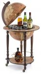 Da Vinci Bar-Wagen Globus mit mit Vintage-Look und geräumigem Getränkefach 3 Rollen Edelholz Zoffoli Barglobus Globe World Earth for Drinks